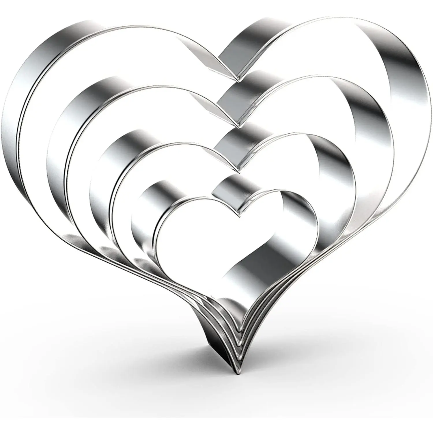 Heart Cookie  Set Large/Small/Mini - 5 Inch, 4 Inch, 3 Inch, 2 Inch - 4 count Valentine's Heart Shaped Cookie Cutters Shapes Biscuit Molds for Baking - Stainless Steel