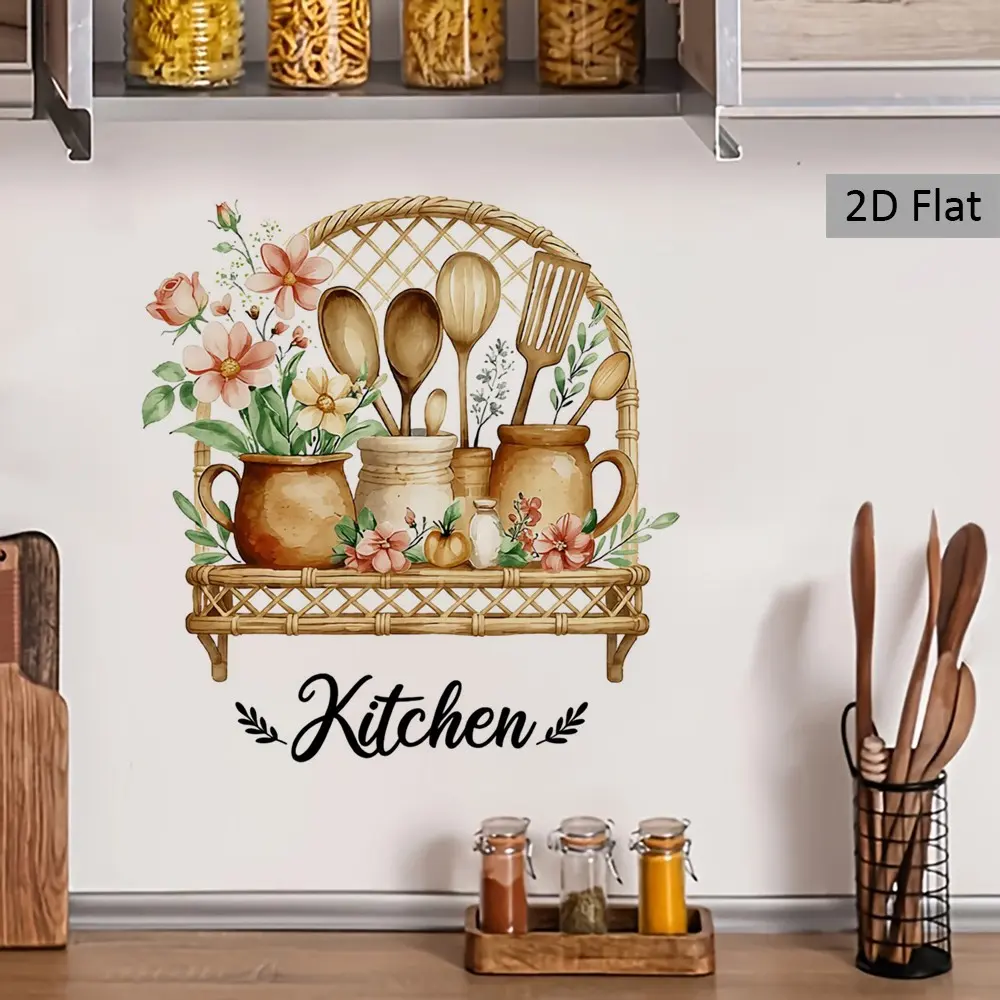 Vintage Kitchen Sticker, Transparent Flat Design, Colorful Patterns, Universal Use, Ideal for Kitchen, Dining Room, Cabinets, Refrigerator