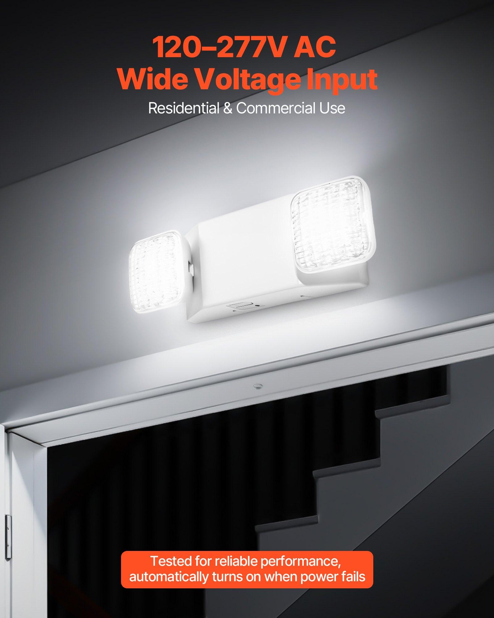 VEVOR 12 Pack Emergency Lights for Business, with Battery Backup, Commercial LED Emergency Exit Lighting Fixtures, AC 120/277V, with Two Square Head Adjustable, 90-Minute Backup, for Business, White VEVOR 12 Pack Emergency Lights for Business, with Battery Backup, Commercial LED Emergency Exit Lighting Fixtures, AC 120/277V, with Two Square Head Adjustable, 90-Minute Backup, for Business, White