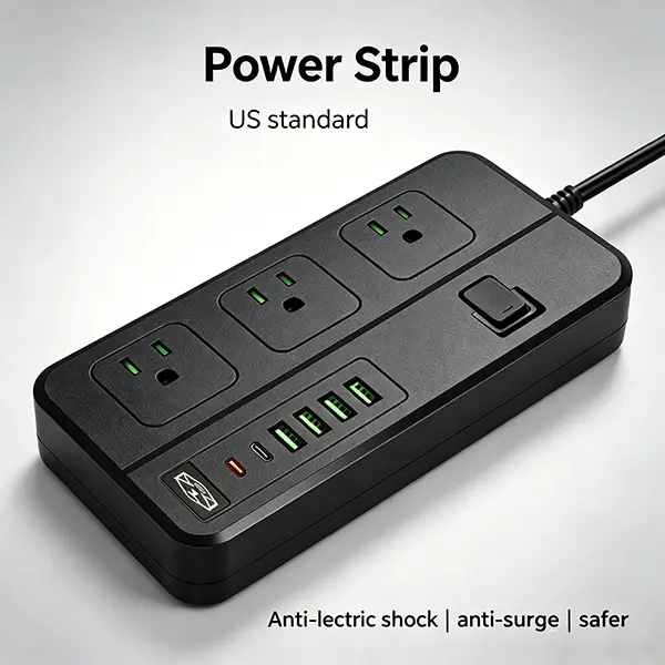 Multi-Function Desktop Power Strip, Surge Protection & Anti-Shock, US Standard Outlets with Fast Charging USB Ports & 2M Long Cord electrical extender