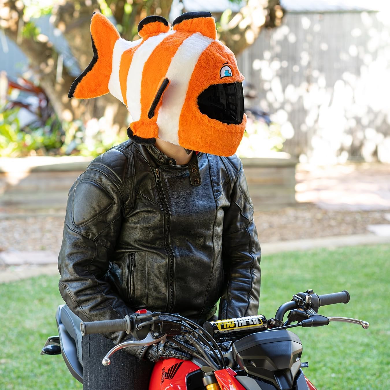 Moto Loot Helmet Cover Clown Fish Design Fun Decor for Motorcycle Rides & Gifts Helmet Not Included