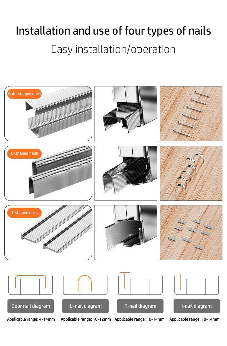 3 in 1 Staple Gun, 1 Count Extra Heavy Duty Staple Gun with 800pcs Staples, Multifunctional Upholstery Stapler for Fixing Material, Decoration, Carpentry, Furniture, Door and Window