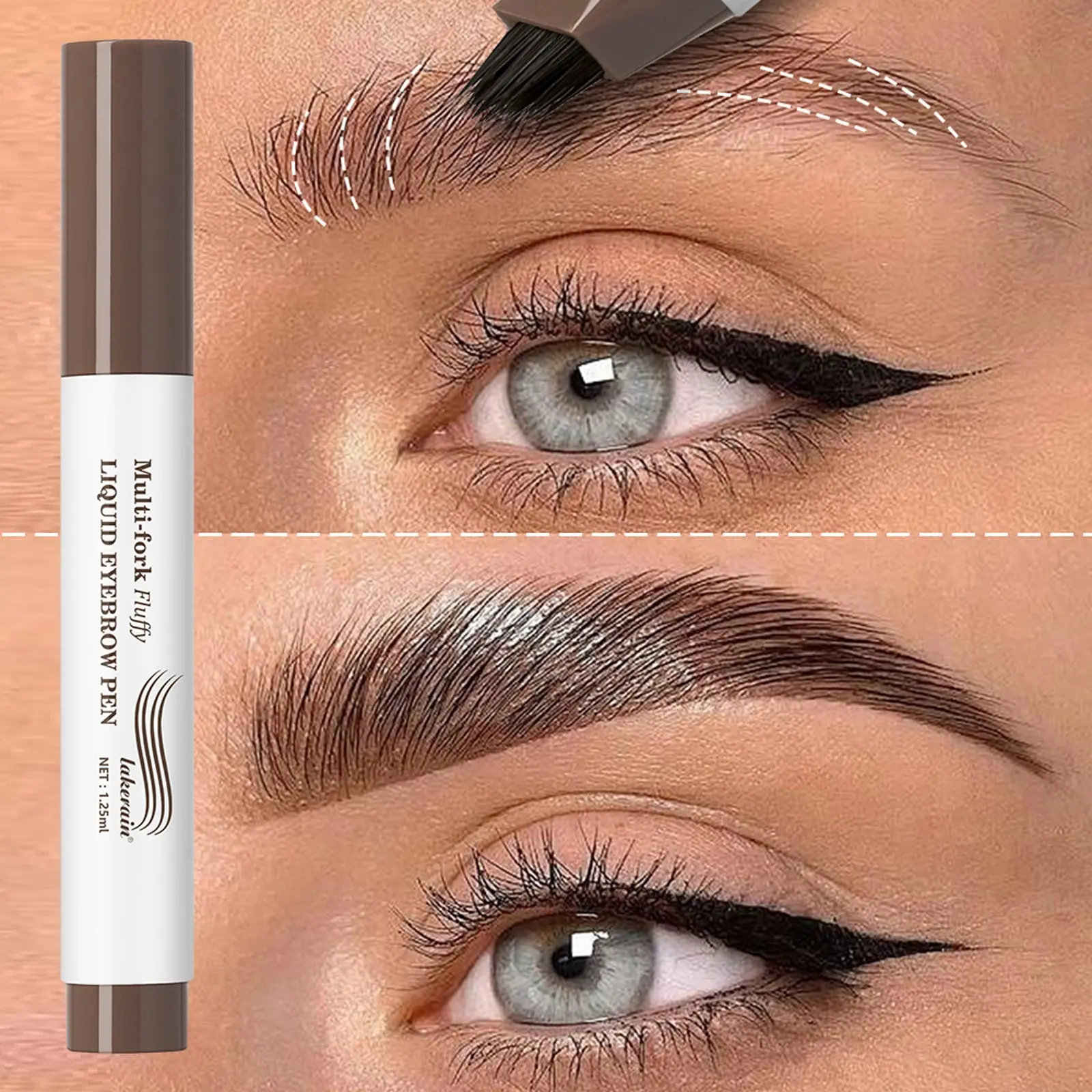 Women Waterproof Eyebrow Pencil with Angled Brush & Multi-Point Tip, Precise Natural Look, Easy Use, Ideal for Daily & Professional Makeup