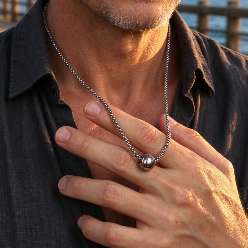 Baseball Design Pendant Necklace, Statement Fashion Necklace for Men & Women, Stainless Steel Jewelry for Party, Daily Clothing Decor, Trendy All-match & Exquisite Jewelry for Birthday Gift