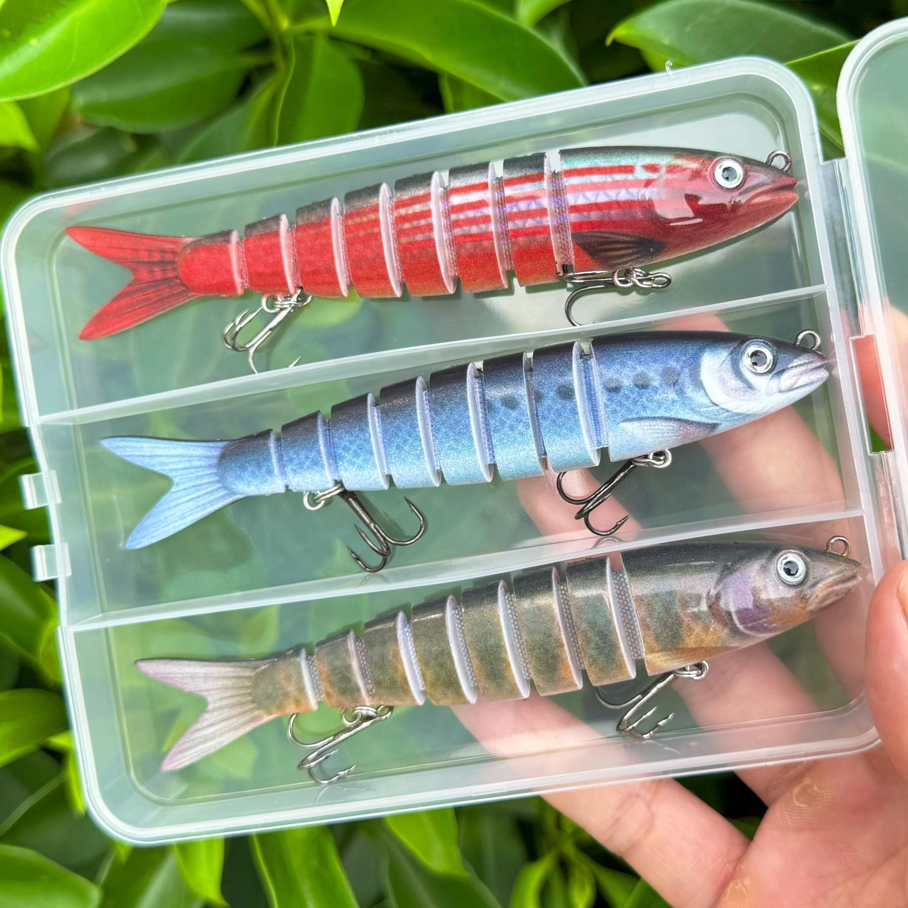 3-pack Multi-Jointed Fishing Lures Kit 8-Segment Minnow & Pencil Hard Baits Realistic Sinking Swimbaits Durable Sharp Hooks Lifelike Action for Freshwater Saltwater Trout Bass Fishing Outdoor Angling Tackle Gear