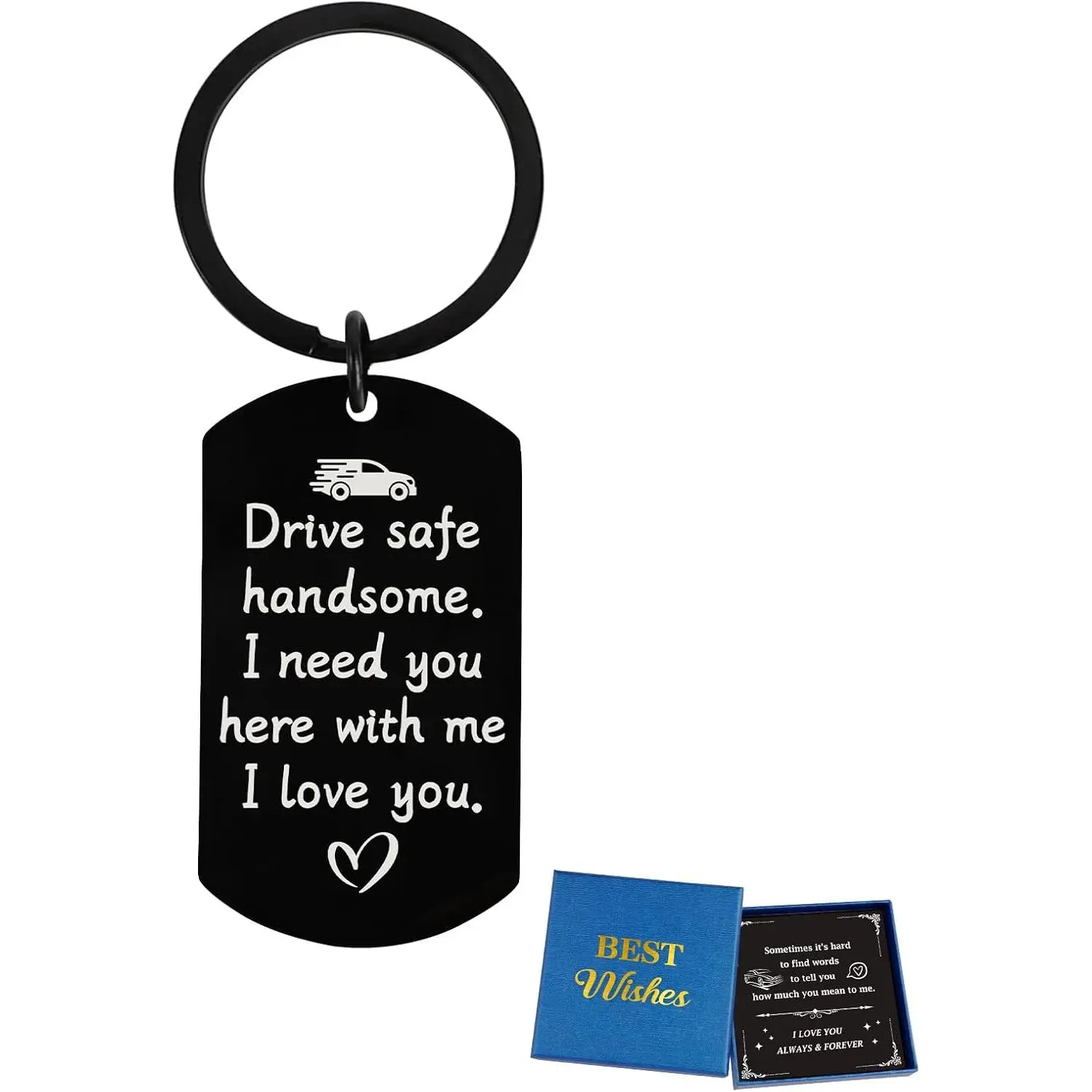 Drive Safe  for Him- Drive Safe Handsome I Need You Here With Me Keyring, Birthday Christmas Anniversary Valentine's Day Gifts for Boyfriend Husband Son Dad, Sweetest Day Gifts for Him