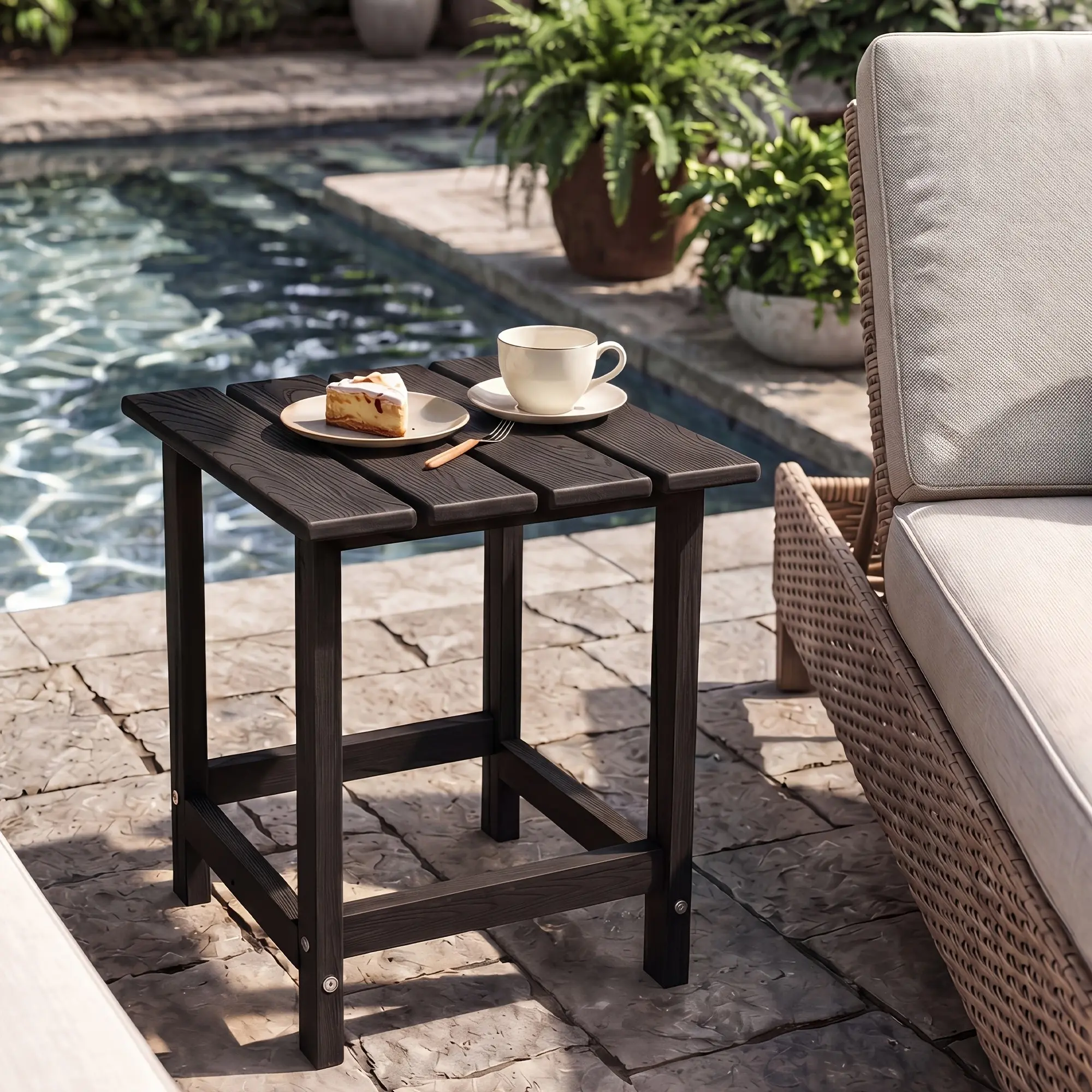 Adirondack Side Table, Polywood Outdoor Table, Resistant To Weather And Stain, Fasteners Of Stainless Steel, Proof Against Rain And Spill, Easy To Clean, Available In 4 Colors