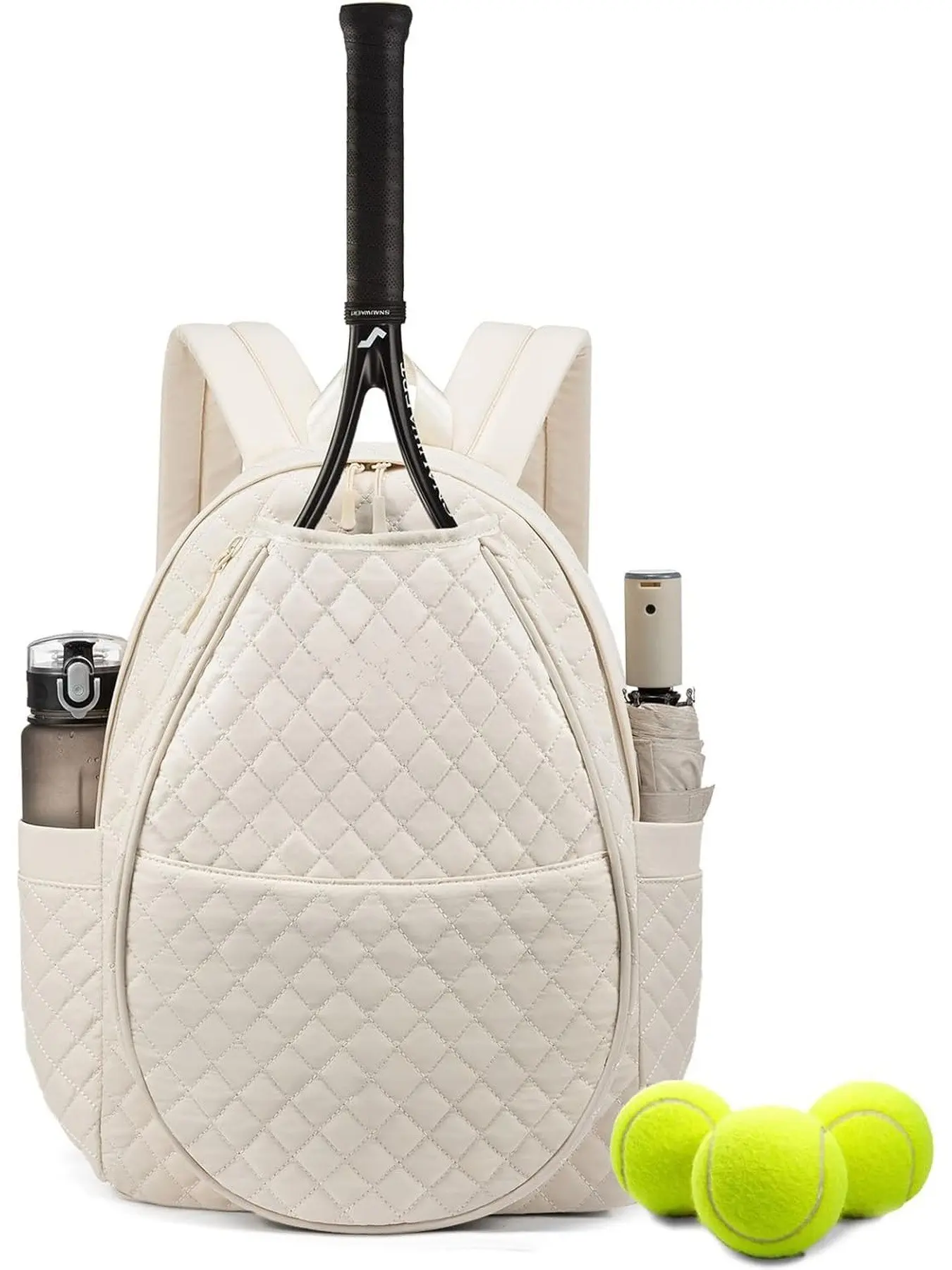 Women's Crossbody Bag, Tennis Sports Backpack, Quilted Racket Bag, Suitable for Tennis Rackets, Pickleball Rackets, Badminton Rackets, Fashionable and Practical Design, Pockets