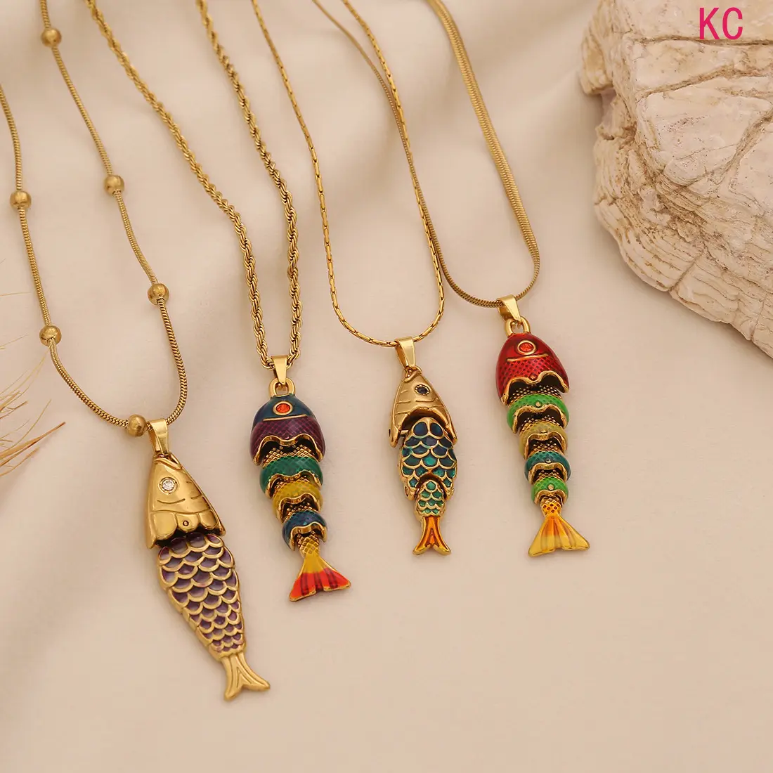 3D Vivid Fish Pendant Stainless Steel Necklace, Unique Cross-Border Neck Jewelry For Daily Casual Outfit Styling Matching Accessory