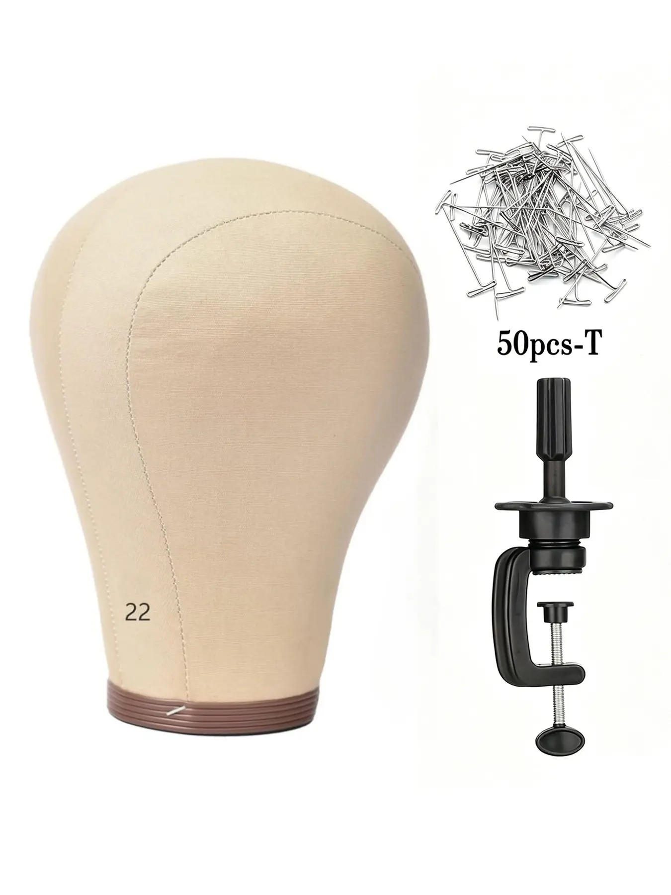 22-inch softwood canvas wig model head, wig display styling head, with stand, used for making wigs, Mannequin head