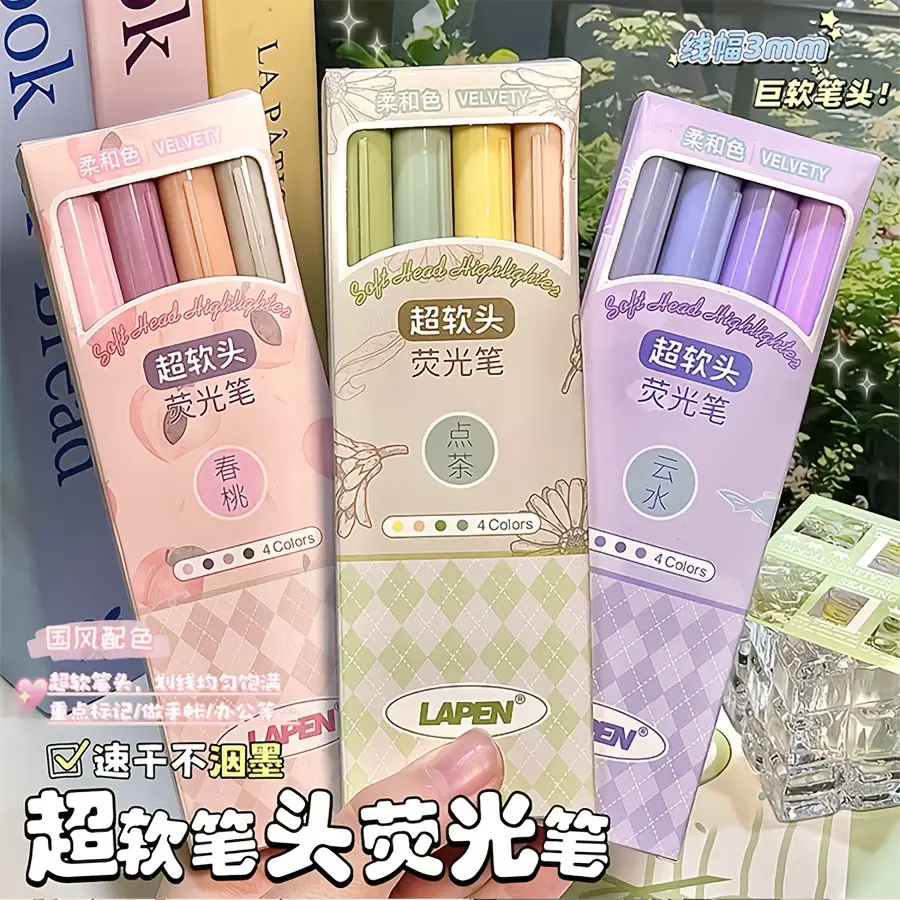 3 gradual change color double-headed highlighters gradual change blue/green/pink large-capacity highlight highlighter marker, eye protection marker, highlight marker, student supplies, hand account pen, square tip