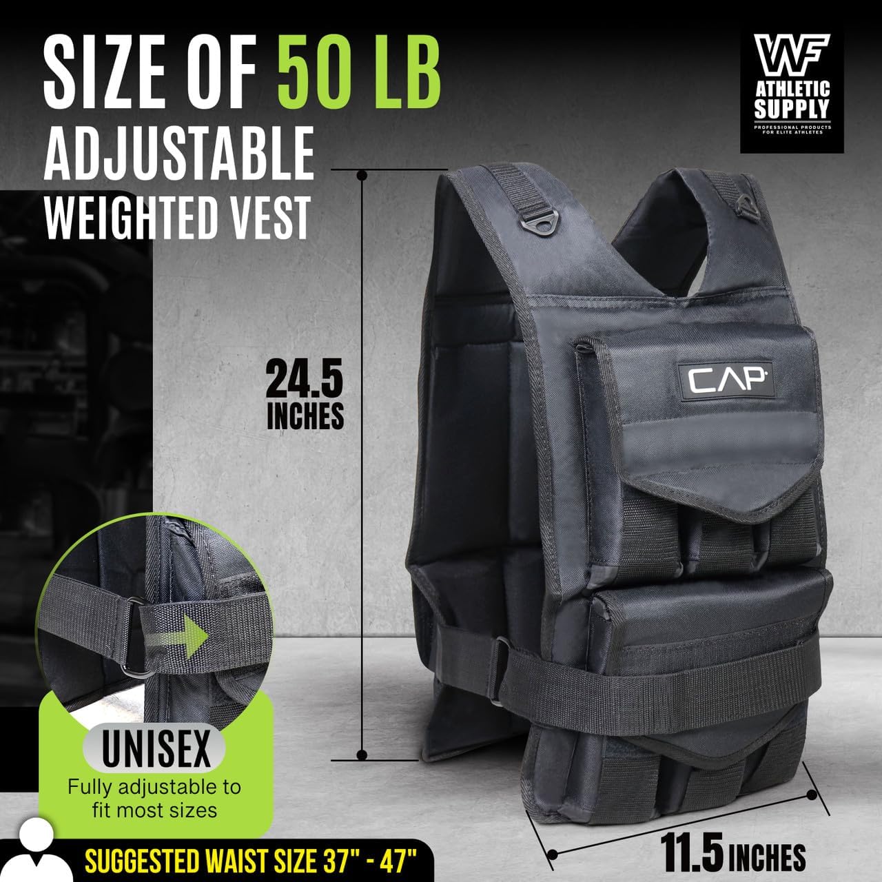 50 Lbs Adjustable Weighted Vest Suitable for Strength Training, Sports and Running, Body Weight Vest Suitable for Men and Women, Weighted Jacket with Removable Weight, Normal Length