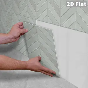 10PCS/Color Box GST Light Sage Grey Vintage Stone Herringbone PE Foam Tile Stickers, Waterproof Oilproof Shock & Wear Resistant, Peel & Stick on Smooth Surfaces for Bedroom Kitchen Bathroom School Office Home & Commercial Wall Decoration