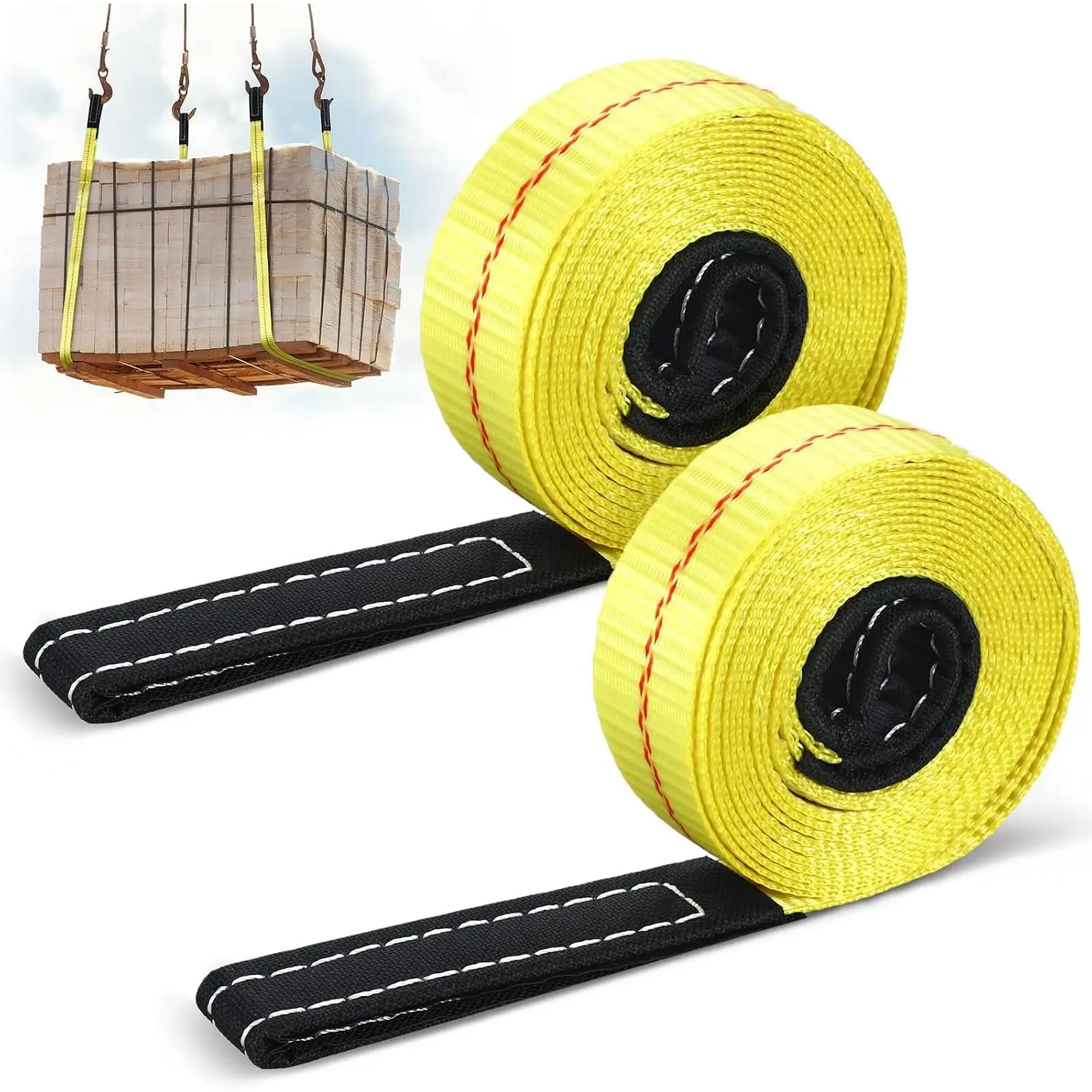 2 count 10' x 1" Lifting Sling Straps Heavy Duty Lifting Nylon Sling Web Slings Tree Saver  Strap for Constructions, Steel,