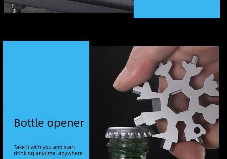 Multi-functional key snowflake wrench, multi-purpose electrician tool, universal portable screwdriver