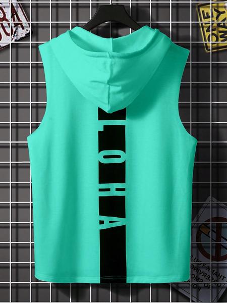 Men's Casual Hooded Tank Top, Sleeveless Gym Muscle Tee, Polyester Fitness Shirt, Summer Workout Clothing, Daily Wear