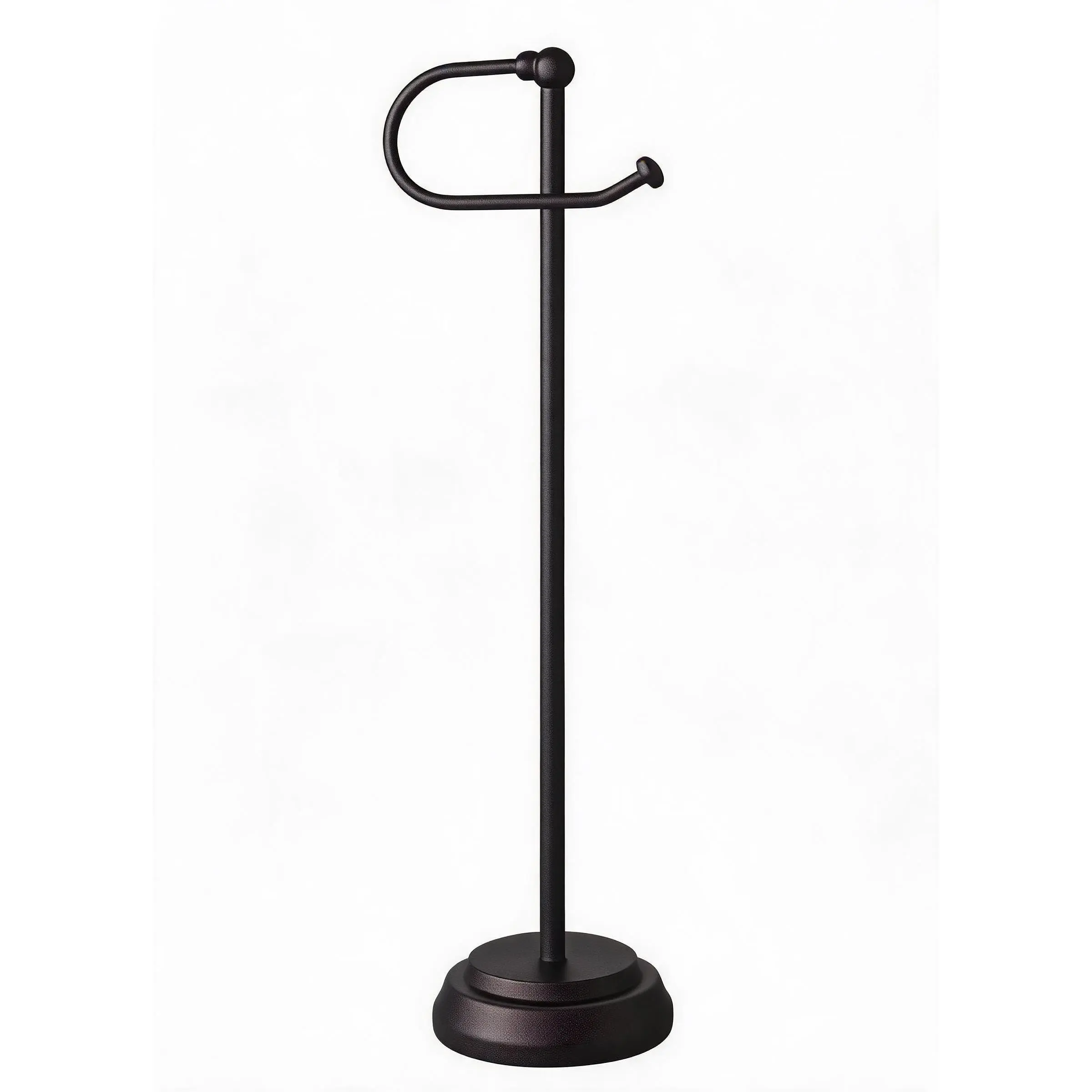 Freestanding Toilet Paper Holder, Matte Black Chrome Finish with Weighted Non-Slip Base, Installation-Free Tissue Stand for Bathroom