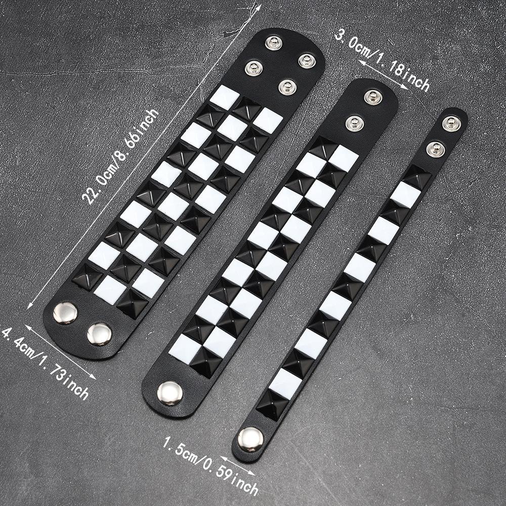 3Pcs/Set Fashion Contrasting Rivets Leather Wrist Friendship Big Wide Bracelet For Male Female Buckle Vintage Punk Jewelry