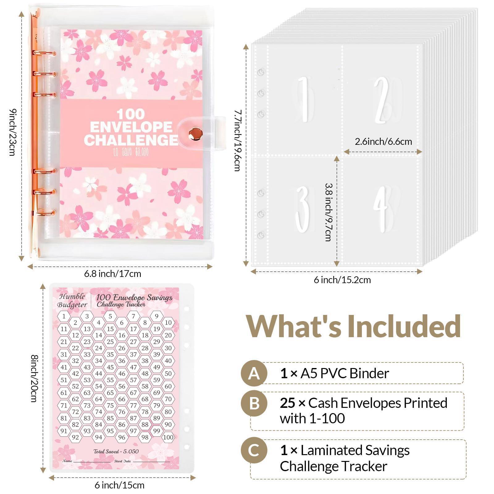 2026 Money-Saving Challenge Binder - Budget Binder with Cash Envelopes, Savings Challenge Planner, Savings Challenge Book for Home & Office - Ideal New Year & Valentine's Day Gift