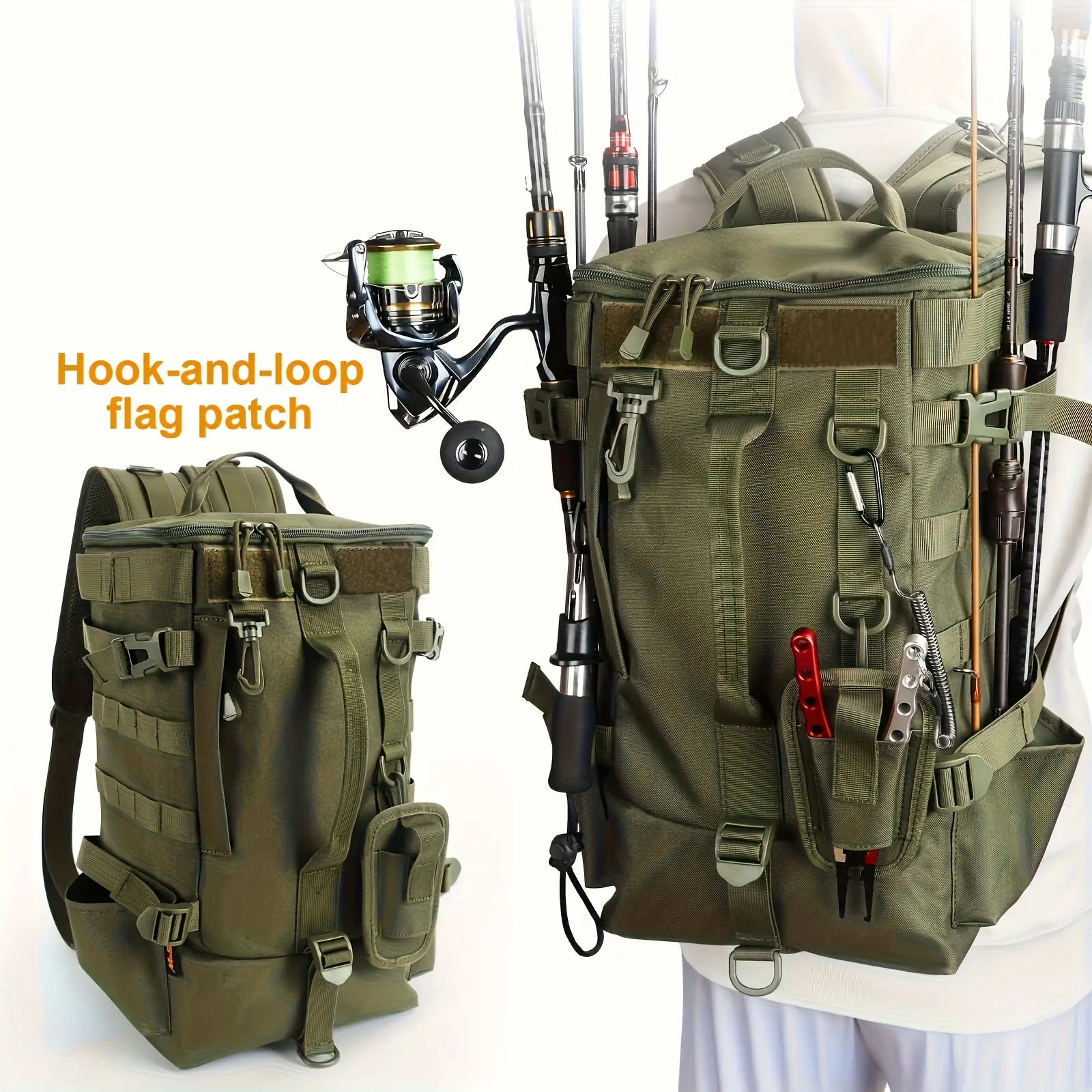 Outdoor Backpack Multi - functional Large Capacity Convertible Shoulder Handbag Fishing Rod & Lure Storage Bag for Travel Hiking Camping