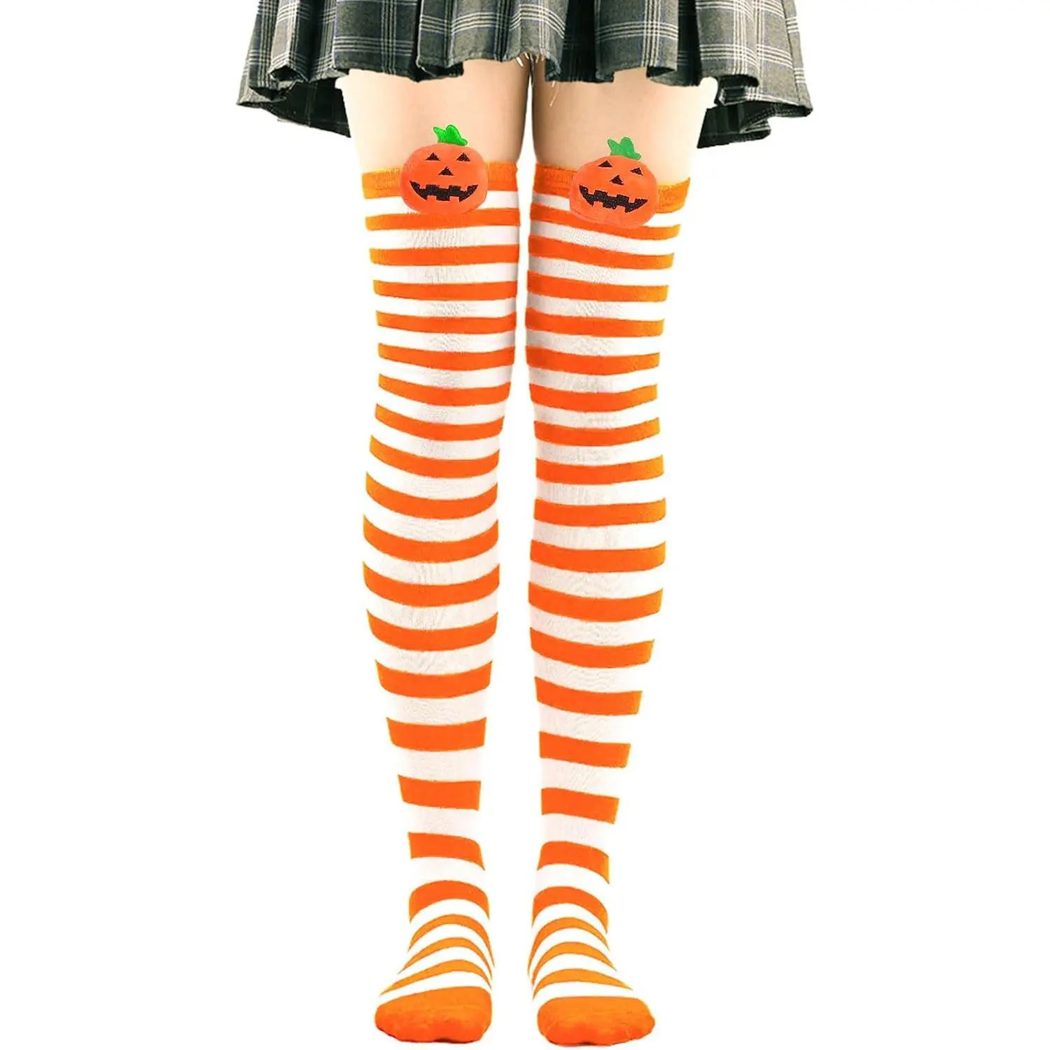 Women's Halloween Striped Thigh High Athletic Socks |   Extra Long Witch Cosplay Sports Socks & Novelty Gift Stockings