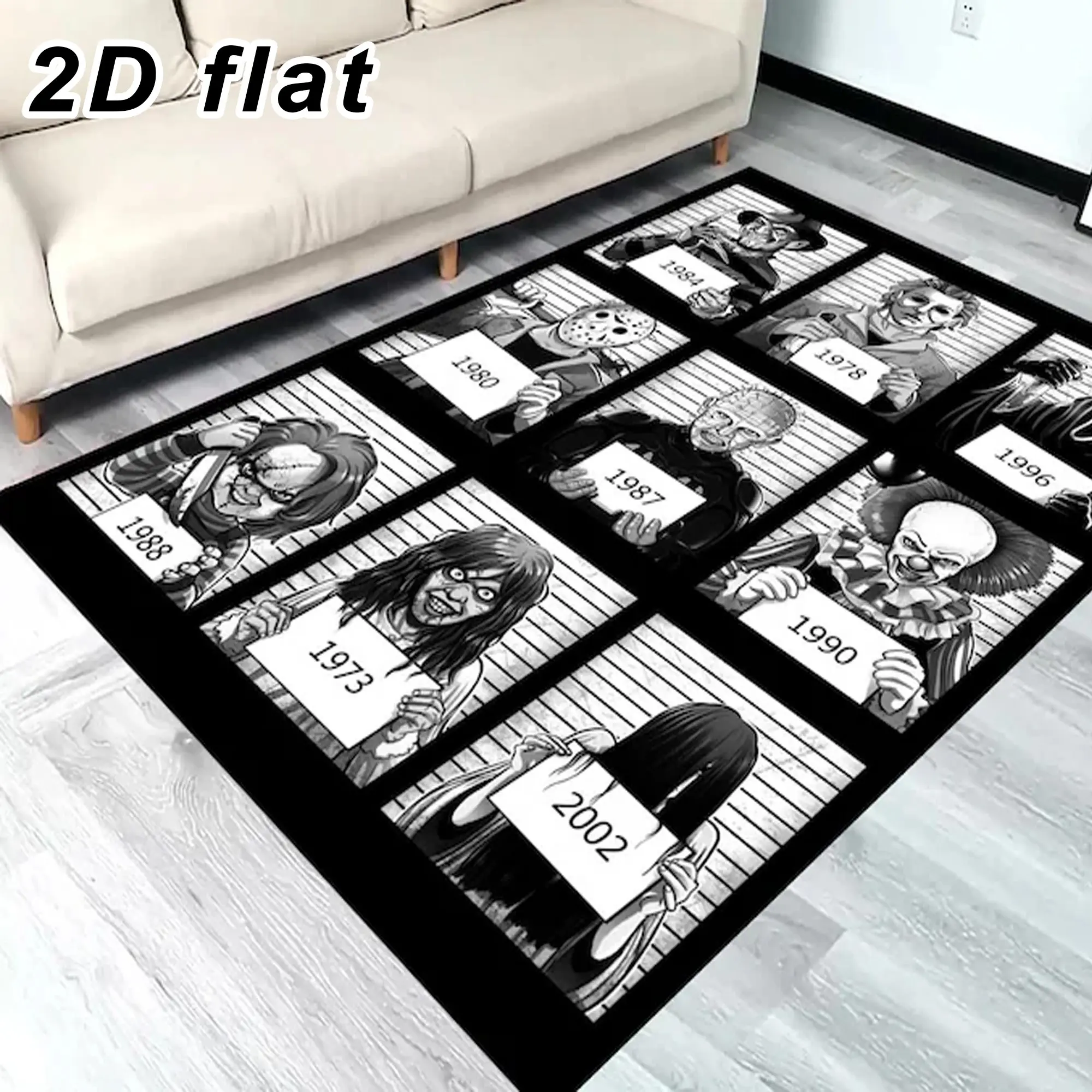 Horror Prison Rug, Halloween Street Art Rug, Horror Movies Rug, Horror Film Characters Rug, Aesthetic Rug, Area Rug, Custom Rug