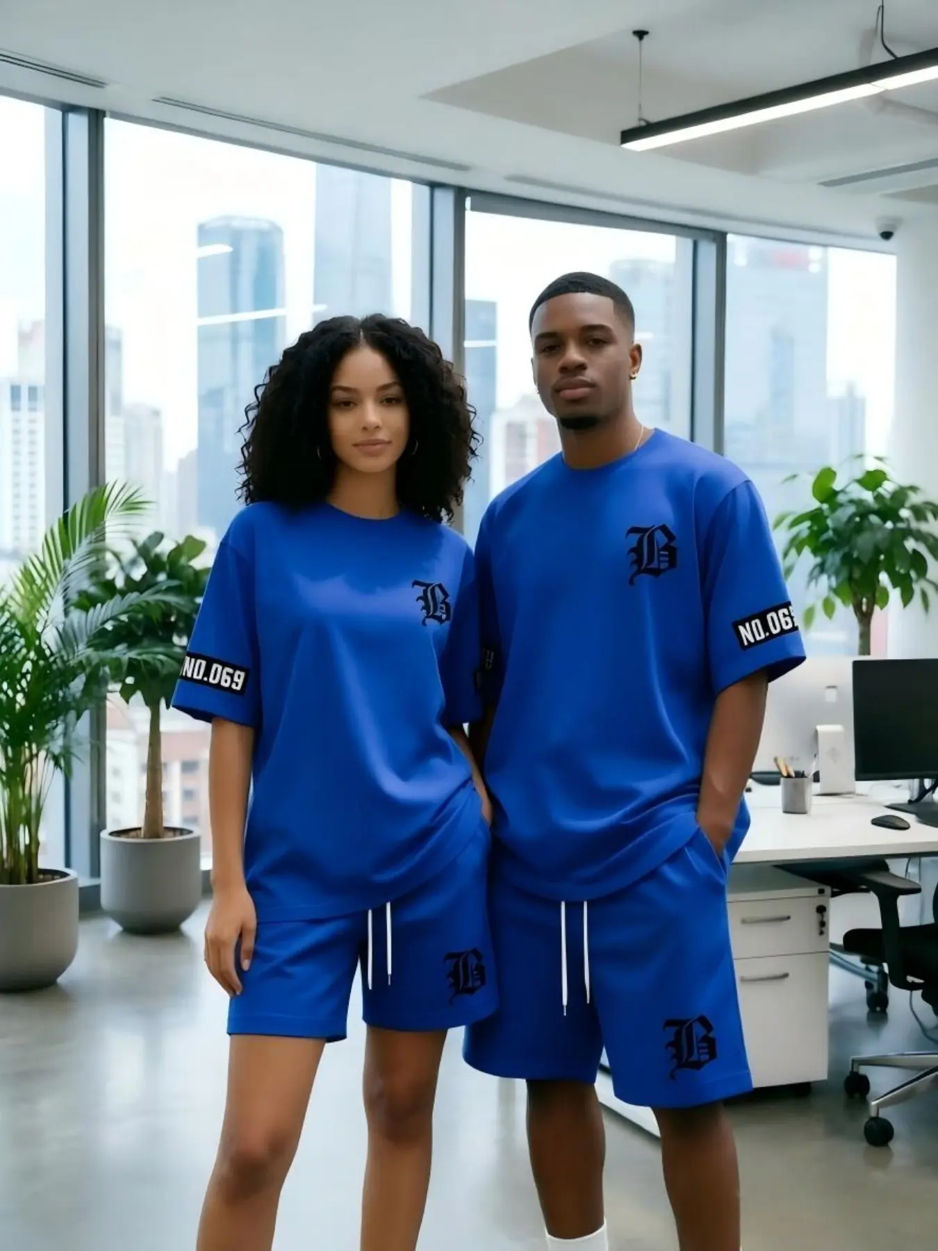 New Couples' T-shirt and Shorts Set Casual Print The men's and women's versions use the same sizing system. Please ensure you purchase two sets, selecting one men's set and one women's set. This item is sold as a single set.
