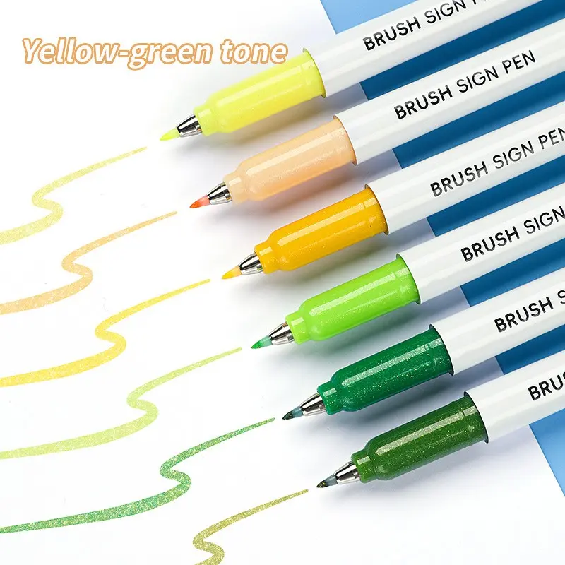 Shimmering Gold Highlighter Pen, 8 Color Sets, Smooth Soft Tip, Vibrant Colors, Perfect for Sketchbooks, Notes, Cards, Art Supplies