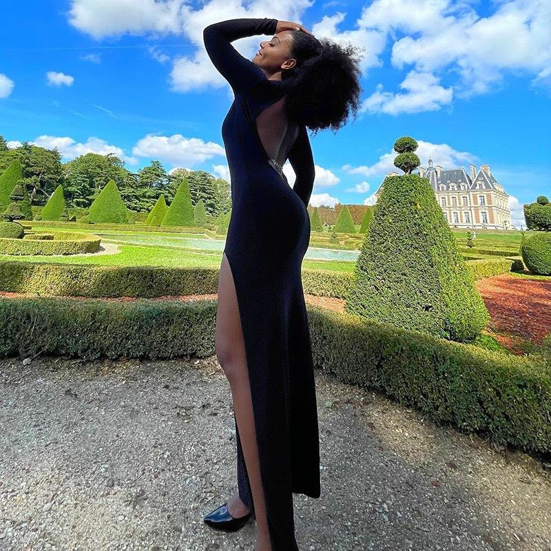 New Style Women's Hot Girl Evening Dress, Sexy Backless Slit Dress