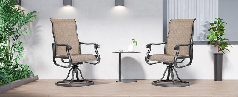 [Labor Day]Amopatio Patio Swivel Chairs Sets, Outdoor Rocker Dining Chairs with Textilene High Back&Metal Frame for Family/Garden/Backyard/Deck/Porch
