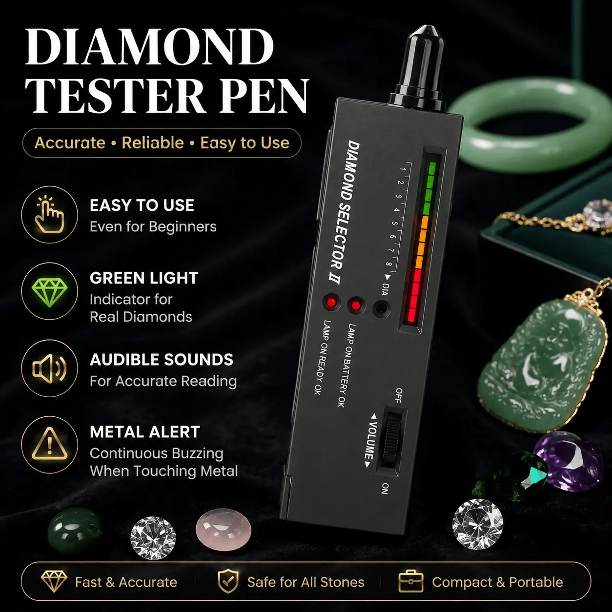 Professional Portable Diamond & Gemstone Tester Pen - Thermal Conductivity & Hardness Tool for Jade, Crystals & Jewelry | Instant Authenticity Check