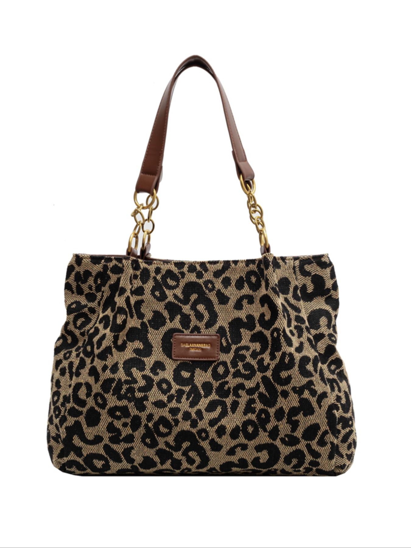 Women's Random Leopard Print Casual Shoulder Bag, Style Large Capacity Tote Bag for Work & Daily Used, Personalized Trendy All-match Underarm Bag
