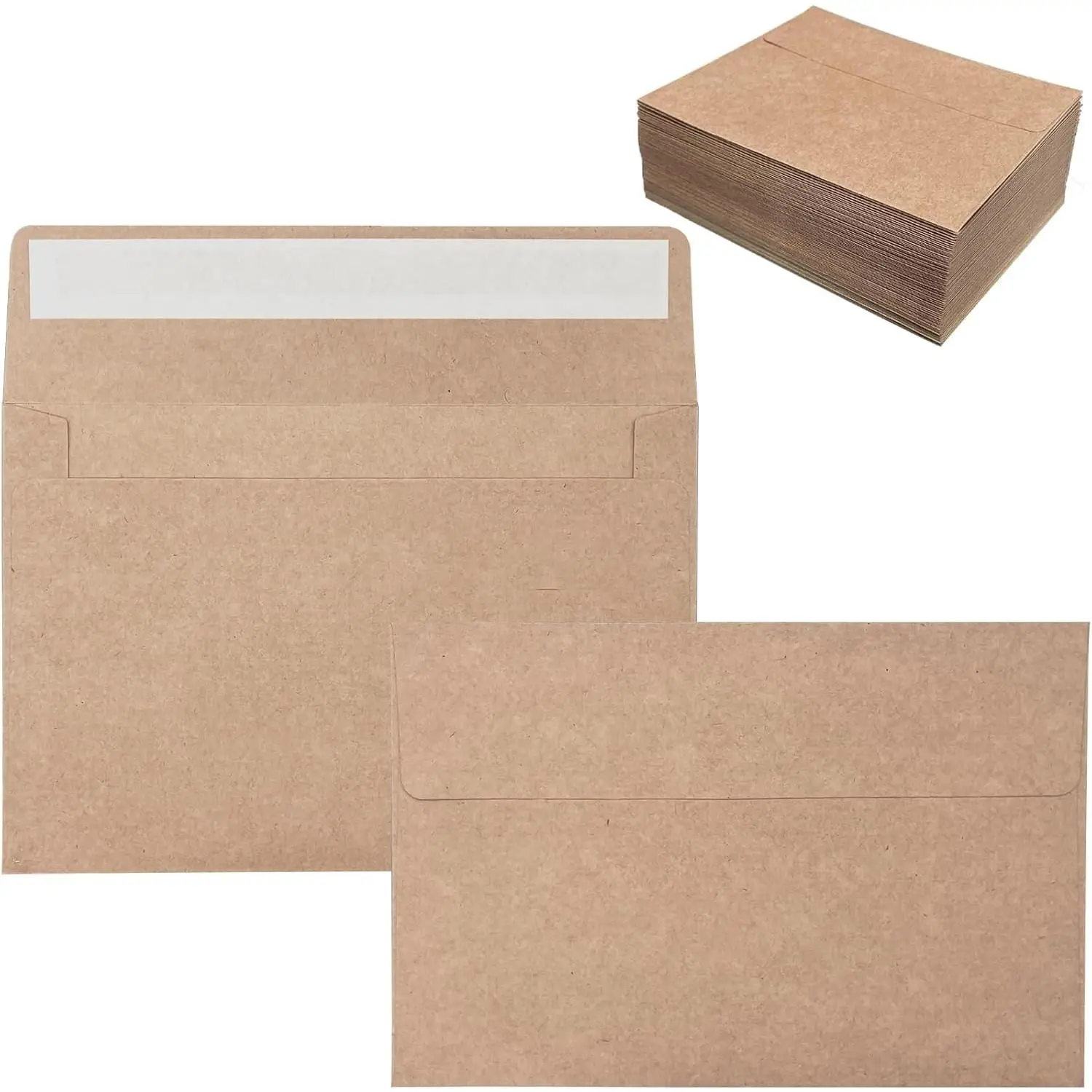 100 Pack 4x6 Brown Kraft Envelopes, Self Seal A4 Invitation Envelopes for Greeting Cards, Photos, Postcards, Wedding, Graduation, Baby Shower, Party