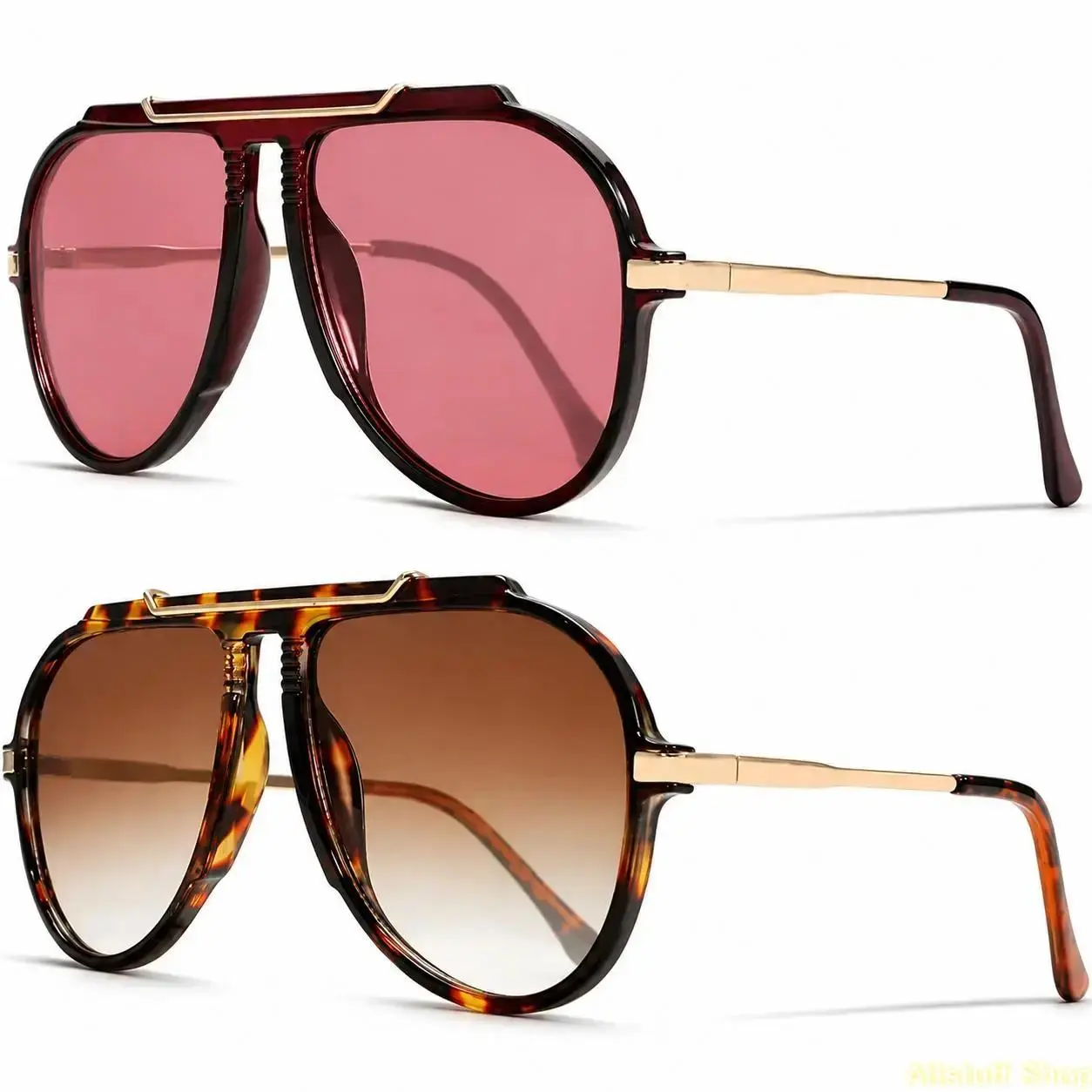 Unisex Square Street-Style Sunglasses (2-Pack) — Featuring UV400 glass lenses and lightweight, architectural frames with a bold, structured look; ideal for driving, cycling, and outdoor sports—a perfect choice for content creators.
