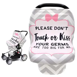 No Touch Sign Car Seat Cover for Babies, Mom Nursing Covers Breastfeeding Scarf, Multi Use Infant Carseat Canopy for Newborn Carrier/Stroller/Shopping Cart, Baby Shower Gifts for Boy Girl