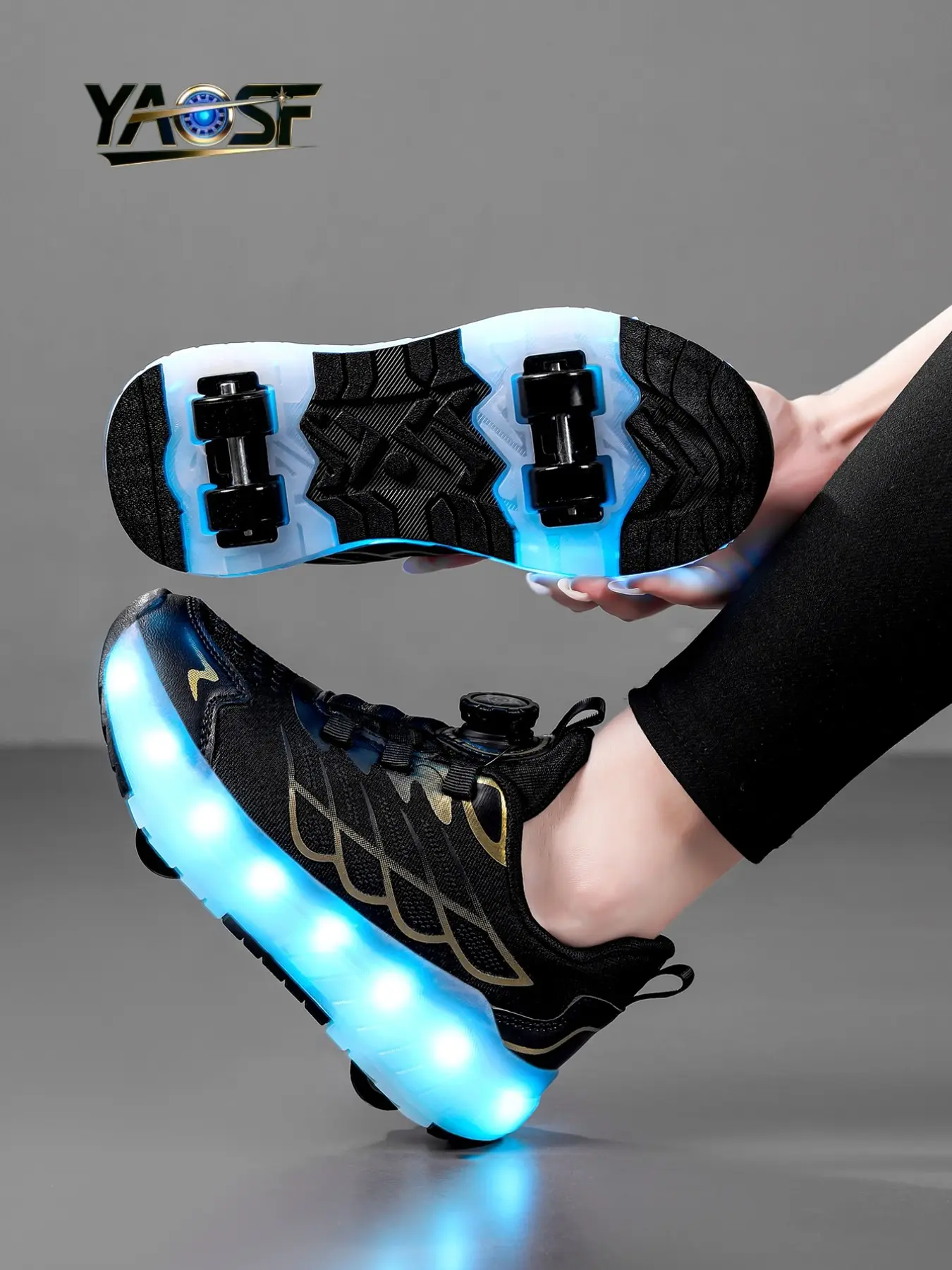 Yaosf Kids Skate Shoes LED Light Up, Unisex Roller Skates for Boys & Girls, Comfortable Outdoor Sports Shoes, Perfect Birthday Gift