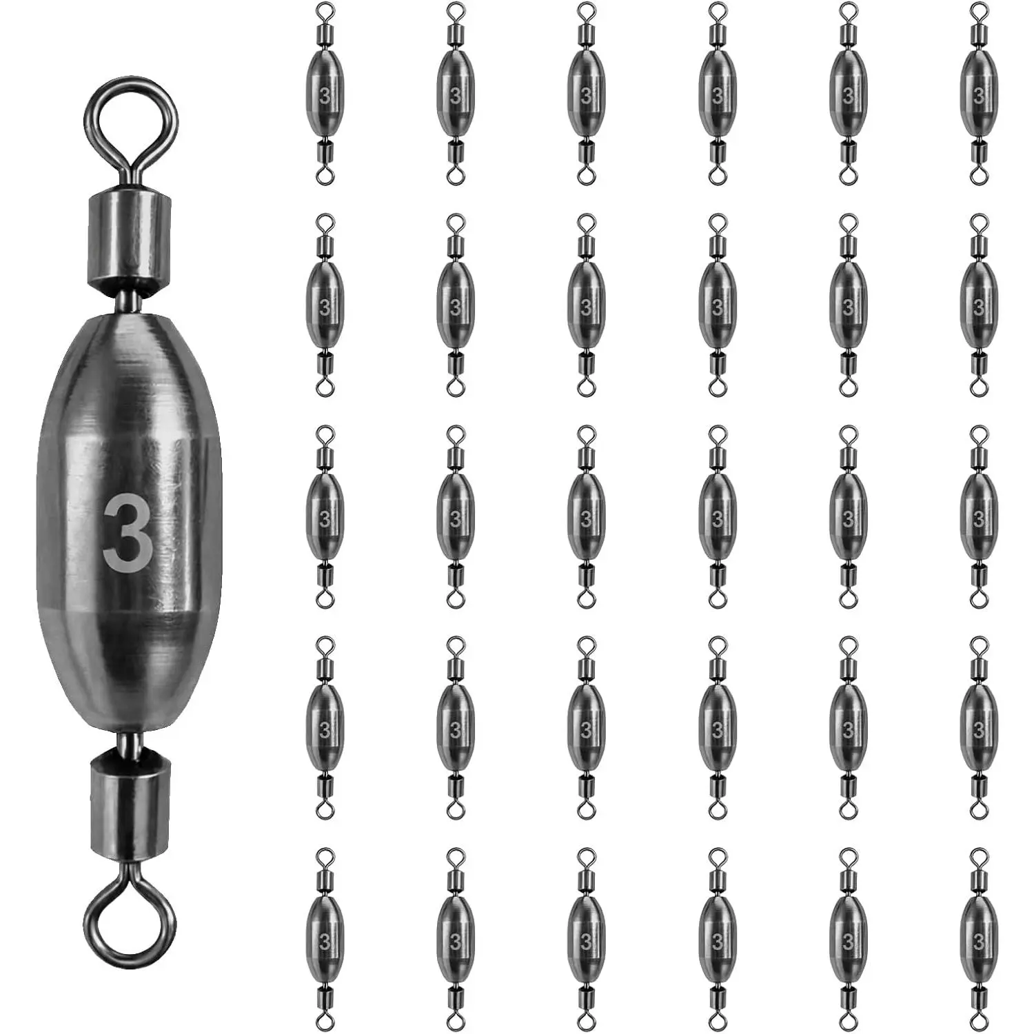 Fishing Weights Sinkers Kit with Inline Swivels & Storage Box, Multi-Size Durable Lead Weights for Surf, Bottom Fishing, Surf Fishing