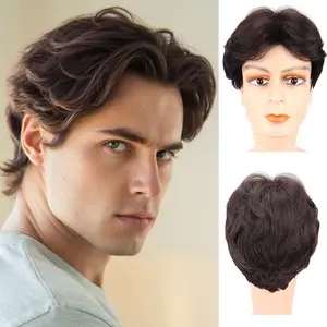Fashion Brown Synthetic Short Wig for Men – Fluffy Lightweight Breathable Natural Looking Wig for Office Party Daily Wear