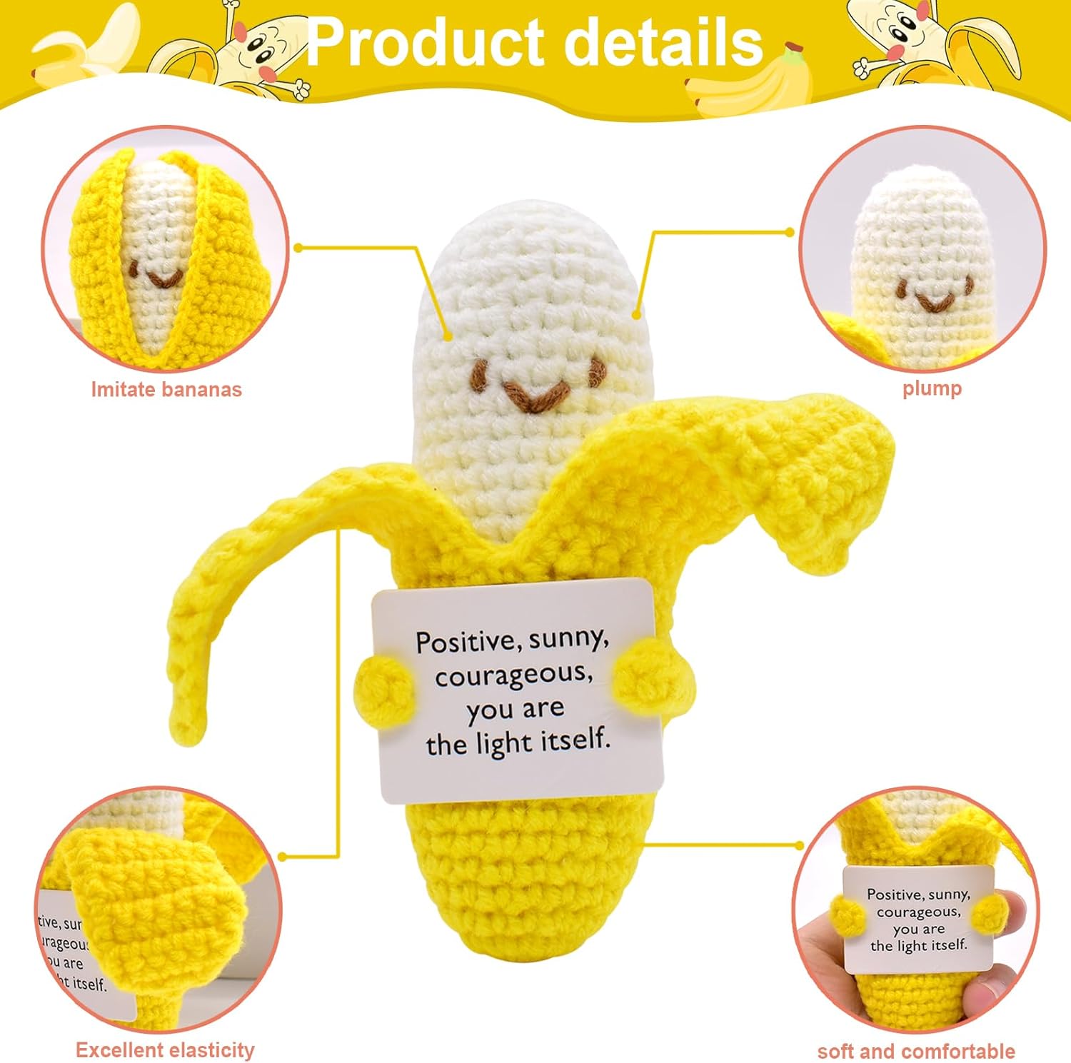 Adorable handmade banana crochet dolls! mini fruit plush toys are soft and well-crafted, perfect as cute little birthday gifts for both kids and adults. A charming tiny companion for desk decor or daily play, bringing smiles and sweetness to everyone
