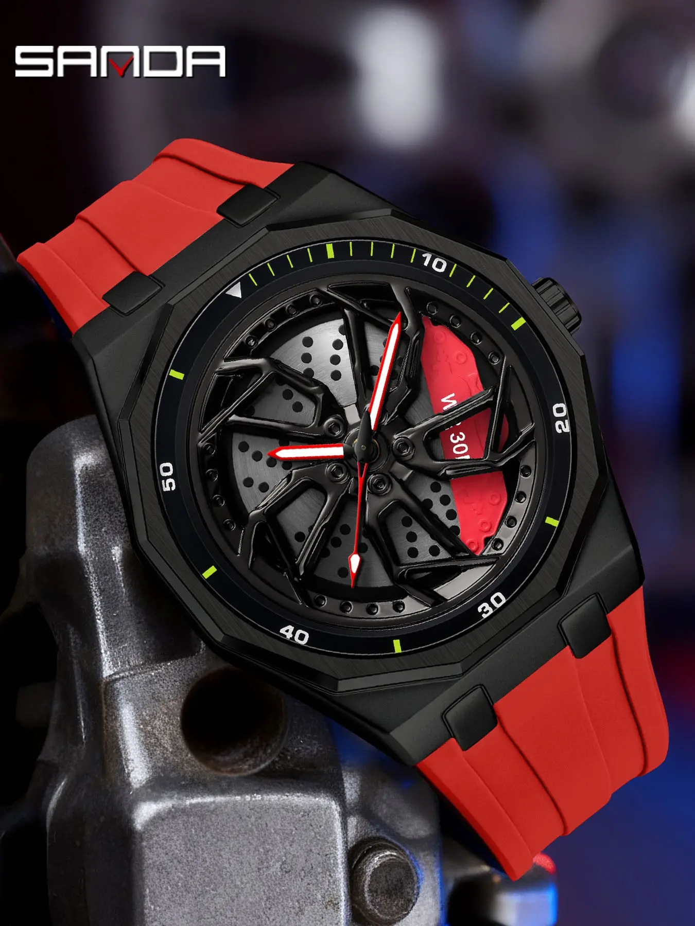 Sanda Men's Quartz Watch, 360° Rotating Wheel Dial, Fashion Trend, Waterproof Wristwatch, Analog Display, Casual Style, All Seasons