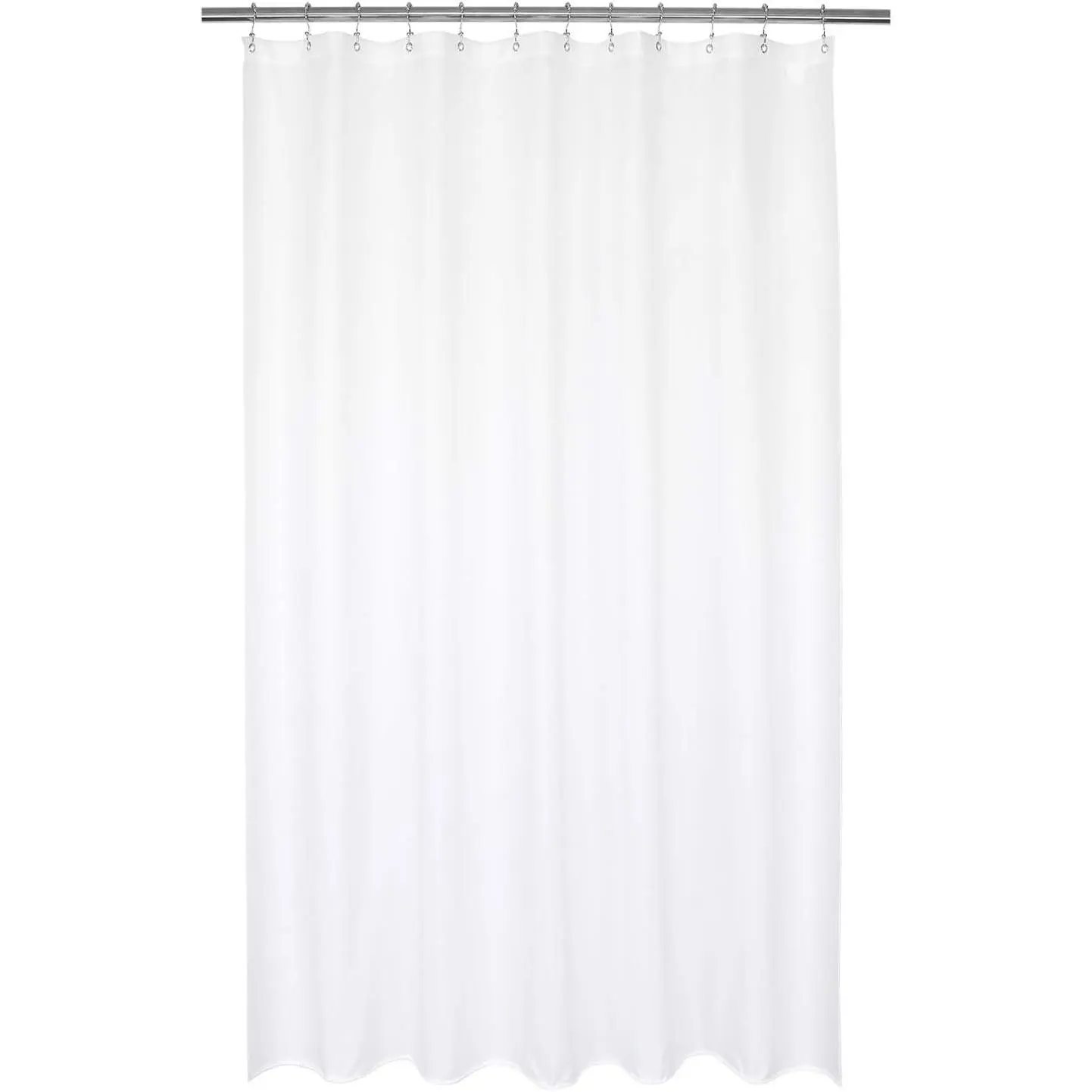 Waterproof Fabric Shower Curtain or Liner Microfiber 72" W x 80" H - Extra Long, Hotel Quality, Machine Washable, White Shower Liner for Bath Tub, 72x80 Inches