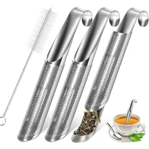 3 Pcs Tea Infuser and 1 Brush, Tea Infuser Pen with Hook, Tea Diffusers for Loose Tea Leaf Coffee Spices Seasonings