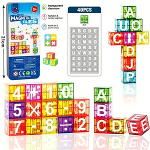 40PCS Magnetic Tiles Building Blocks, Alphabet & Number Math Educational Toy Set, STEM Learning Magnetic Cubes for Toddlers & Kids 3+, Preschool Classroom Must-Have.Magnetic Alphabet & Number Cubes,Building Toy Perfect for Early Math & Language Learning.