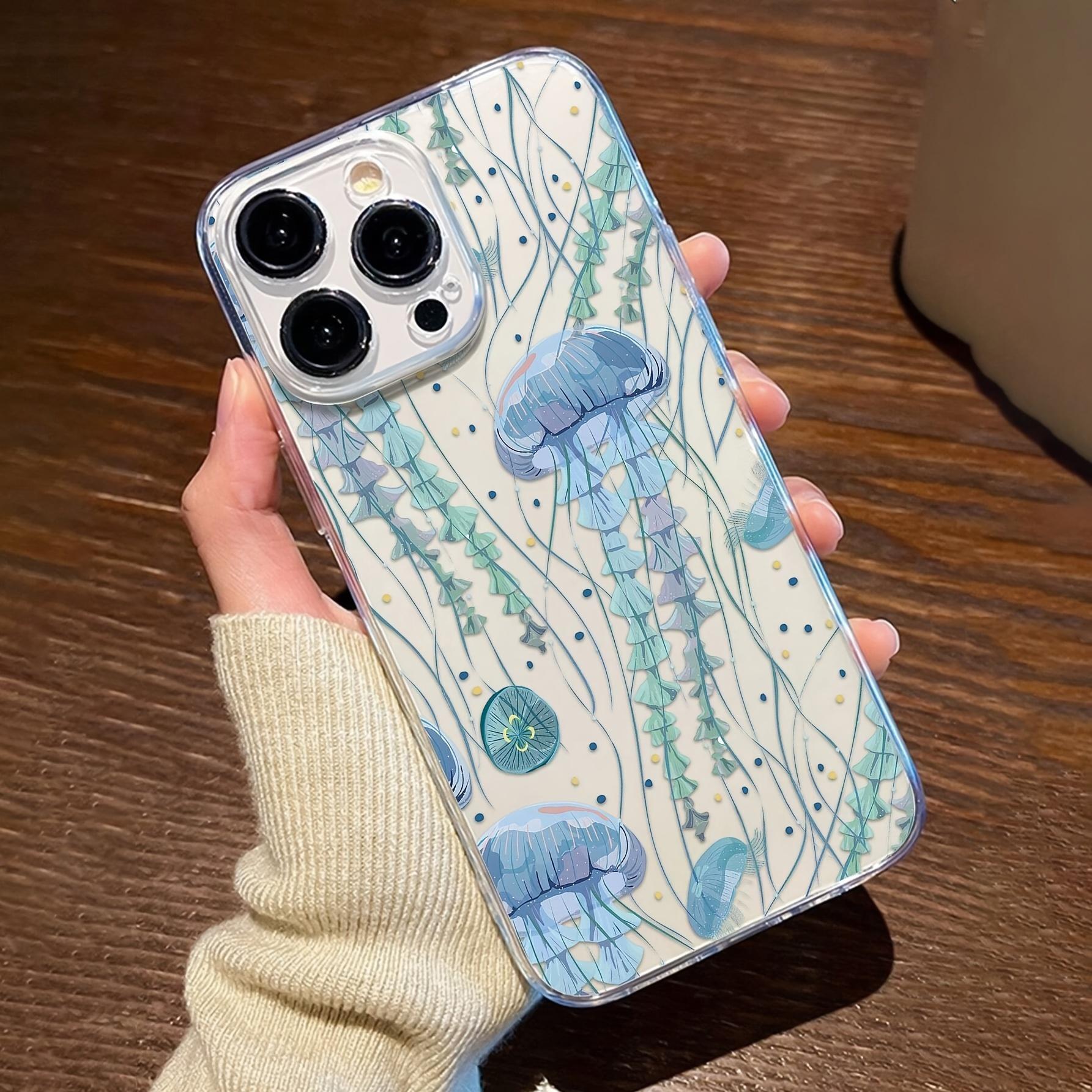Jellyfish Pattern Transparent All-Inclusive Anti-Fall Mobile Phone Case Suitable for Apple 16PROMAX/15PLUS/15PRO/1741/14PROMAX/14PLUS/14PRO/14/13PROMAX/13PRO/13/12PROMAX/12PRO/12 11PROMAX/11PRO/11/XSMAX/XR/XS/78PLUS/