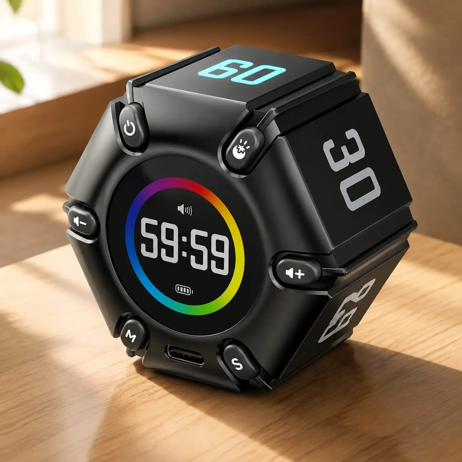 Flip Pomodoro Timer with 3/5/10/25/30/60 Min Presets, Silent & Sound AlarmGift
