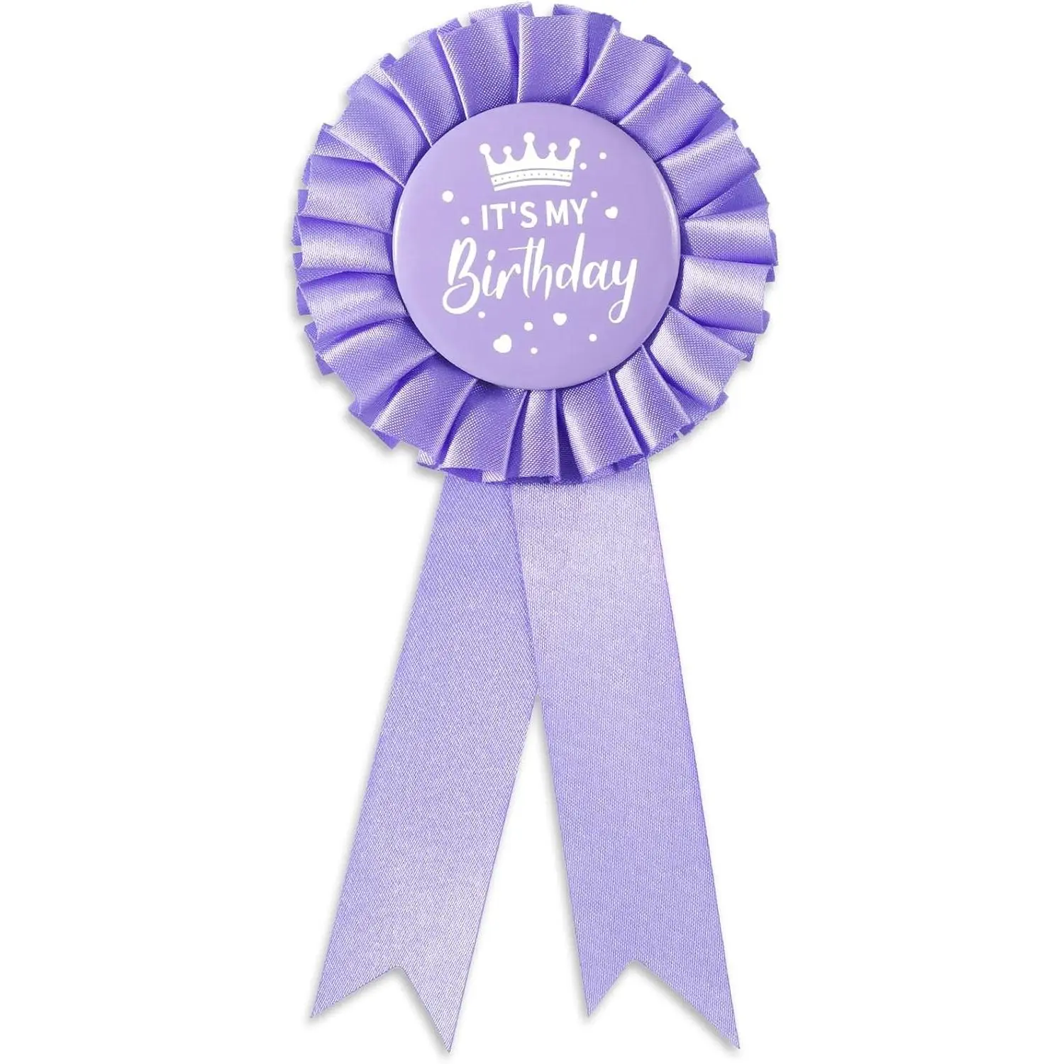Birthday Ribbon Badge Brooch Purple Fabric Birthday Corsage Satin Tinplate Badge Pin for Girls Women Men Party Decorations Gifting Party Favors
