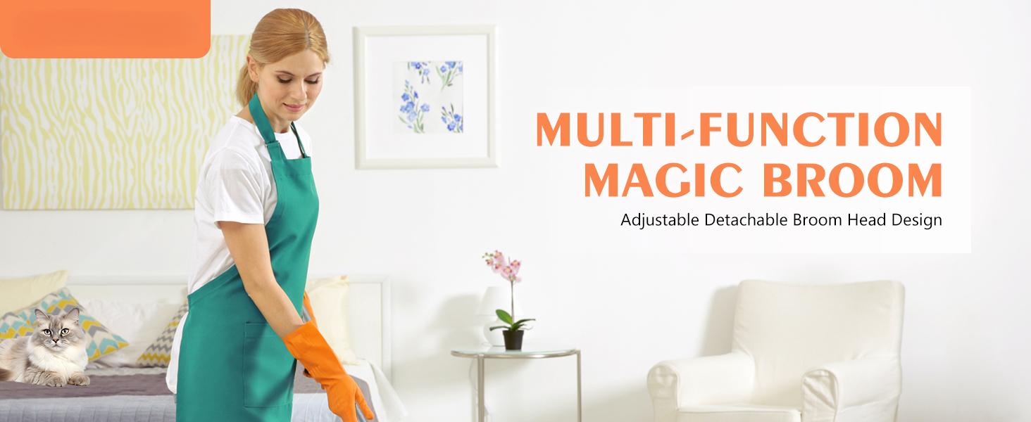 Multifunction Magic Broom, 54 Inch Adjustable Long Handle Silicone Floor Squeegee Broom, Sweep and Scrape 2 In 1 Household Cleaning Brooms for Floor, Bathrooms, Kitchens, Showers, Tile, Pet Hair,Glass