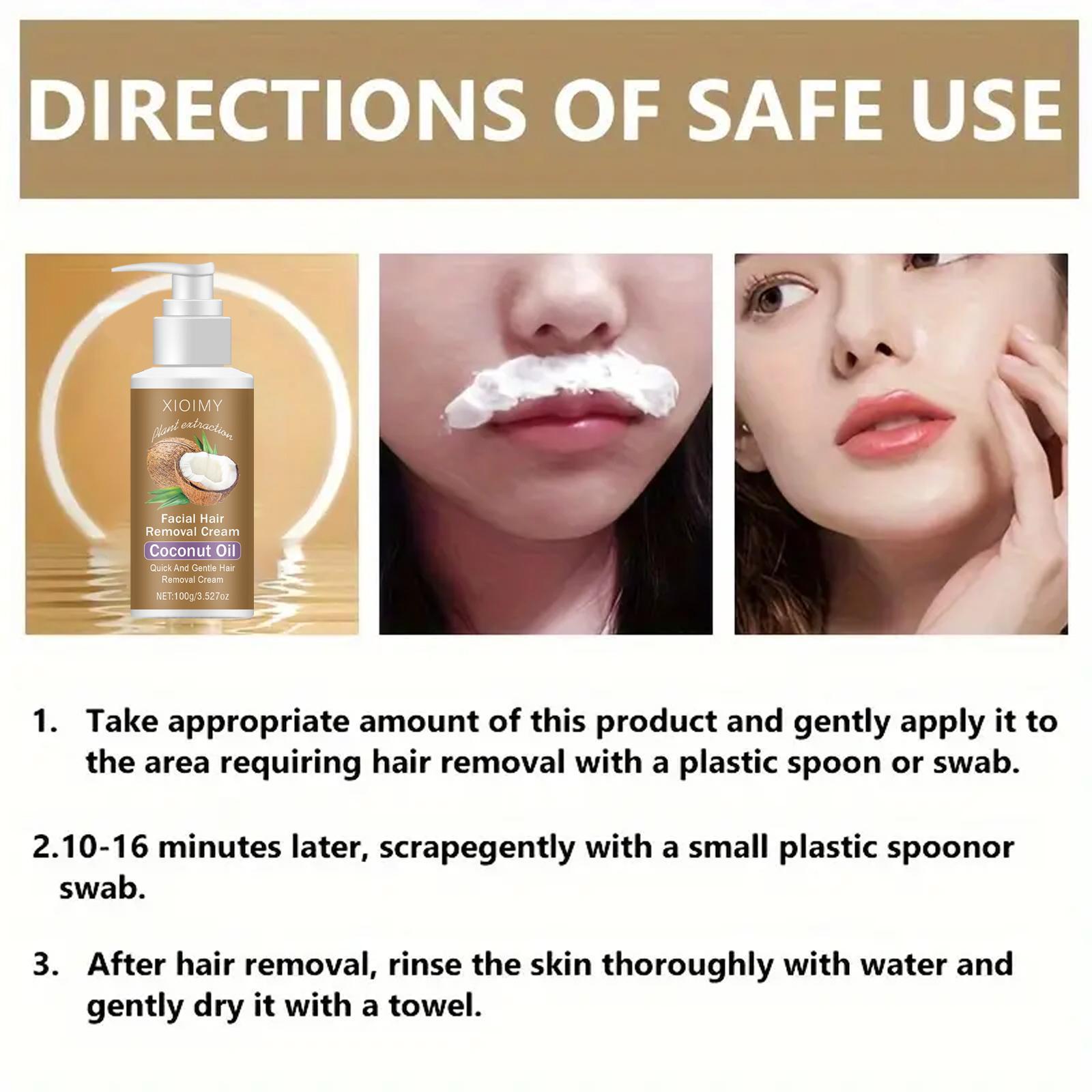 100g Coconut Depilatory Wax, Pain-Free, Gentle, No-Irritation Formula, Quick Hair Removal in 5 Minutes, Suitable for Lips, Armpits, Legs, Arms & Bikini Area