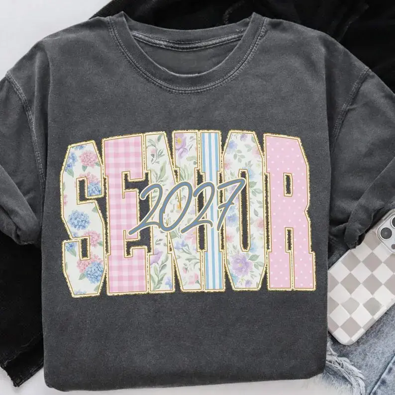 Comfortable Color Coquette Senior 2027 Shirt, Preppy Senior Class of 2027 TShirt, back to school SageSprint