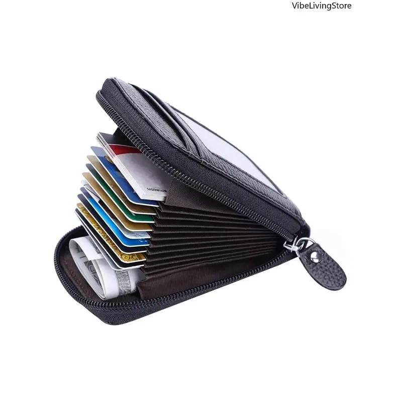 Men's PU Leather Card Holder, Compact Business Casual Organizer with Zipper and Multiple Pockets for Cards Storage, Wallet Cards Storage, Zipper Wallet Design